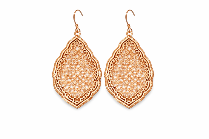 Rose Gold Filigree Earrings