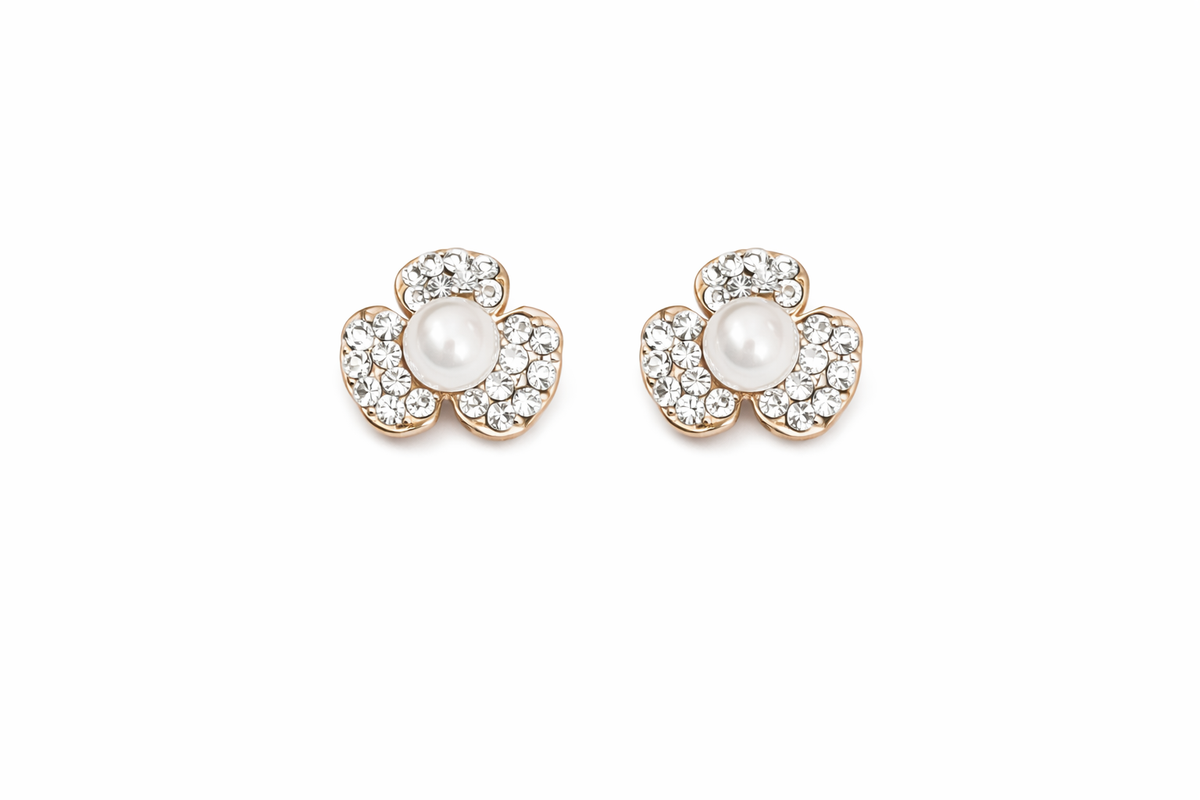 Rhinestone Pearl Stud Earrings
