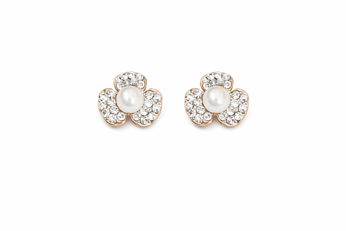 Rhinestone Pearl Stud Earrings