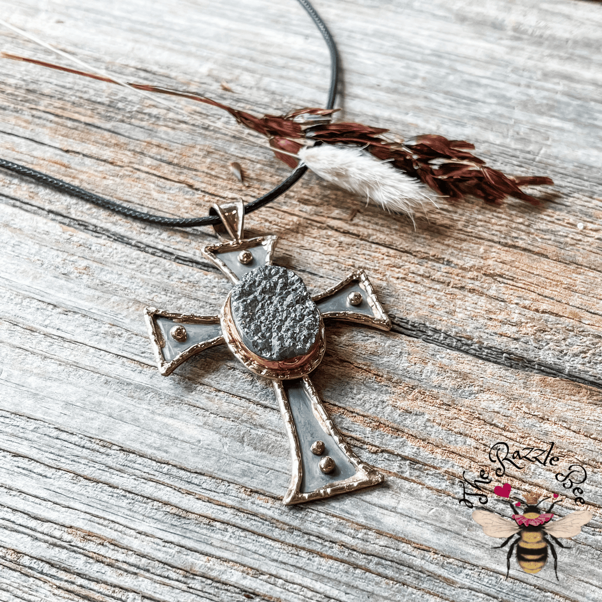 Druzy Stone Cross Necklace