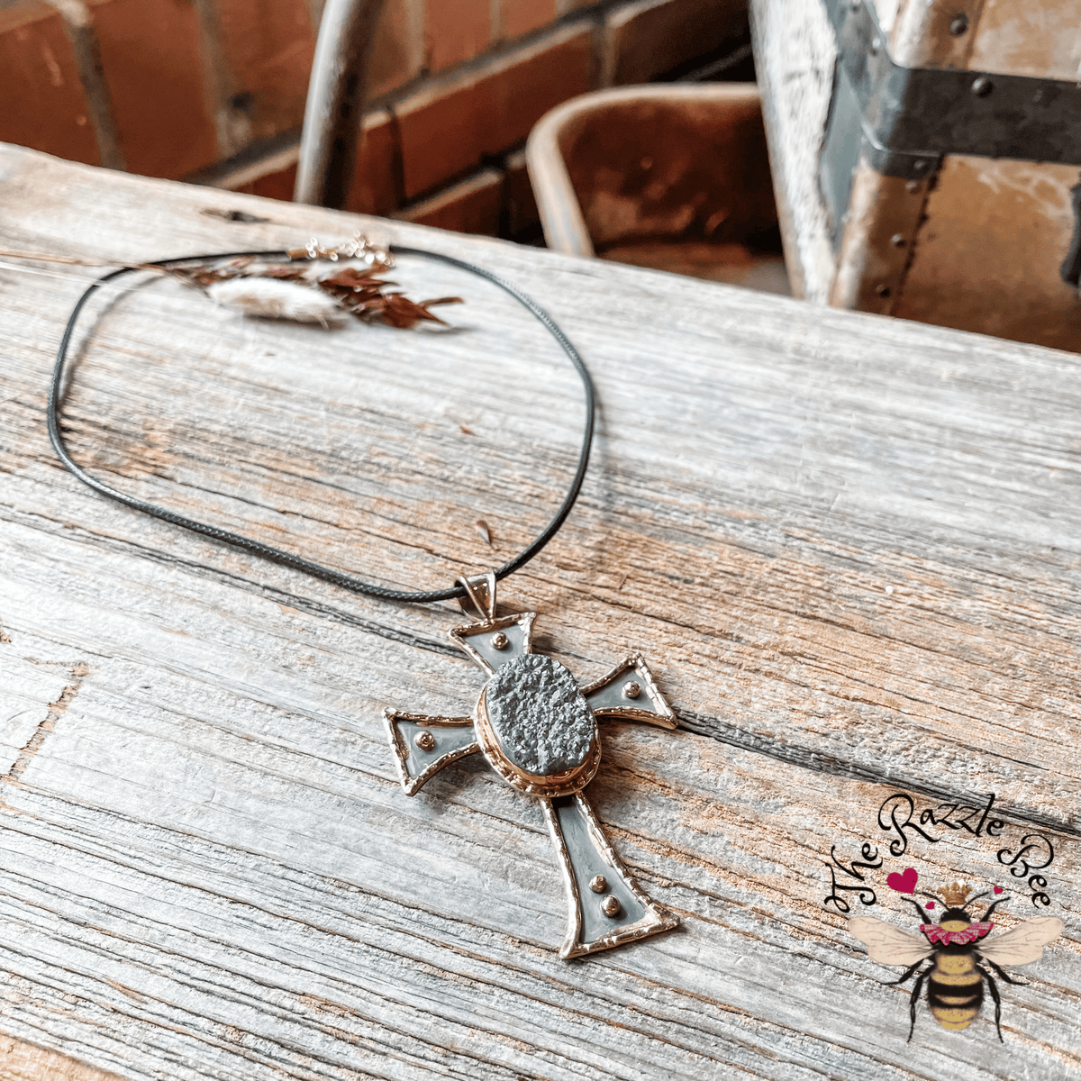 Druzy Stone Cross Necklace