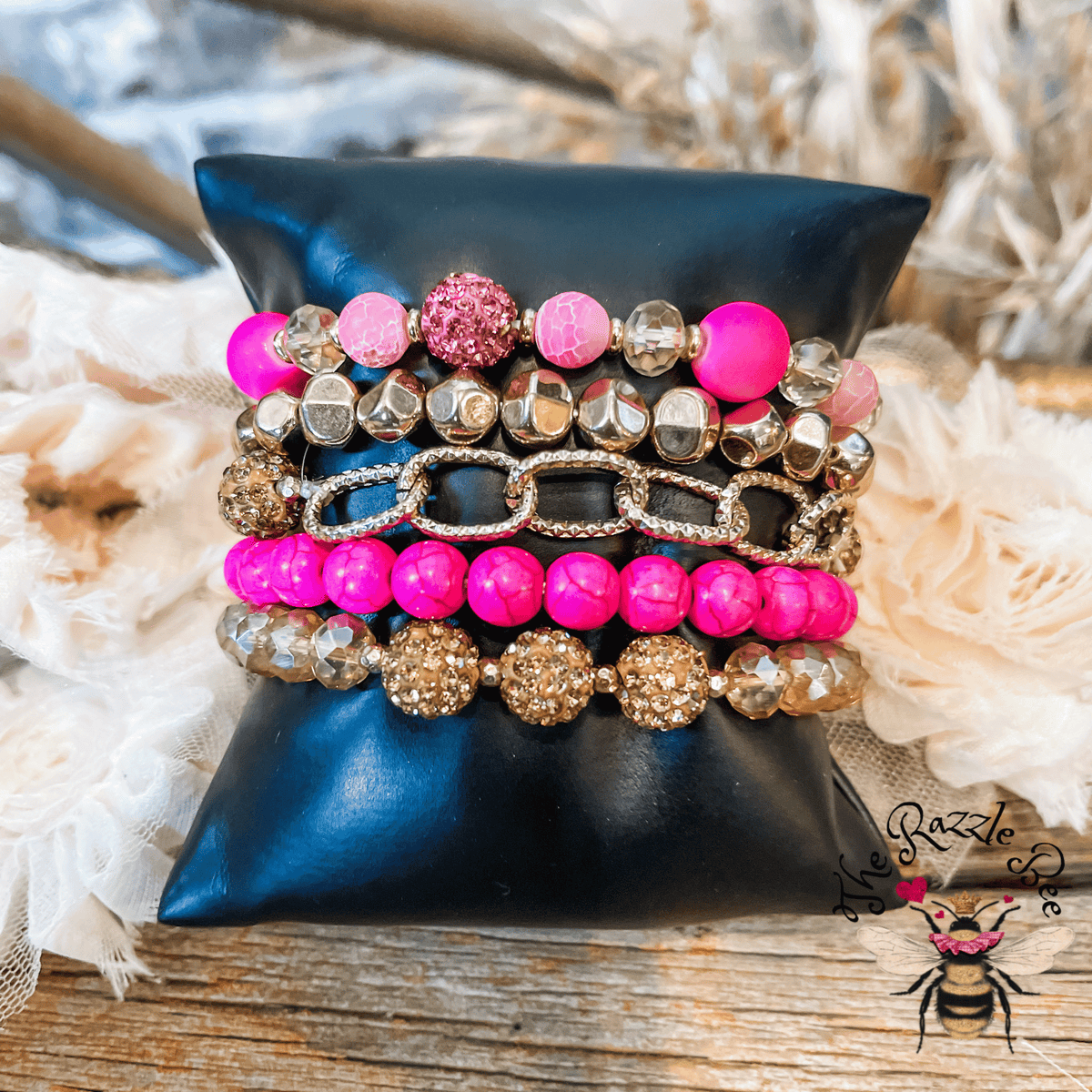 Pink and Gold Stack Bracelet