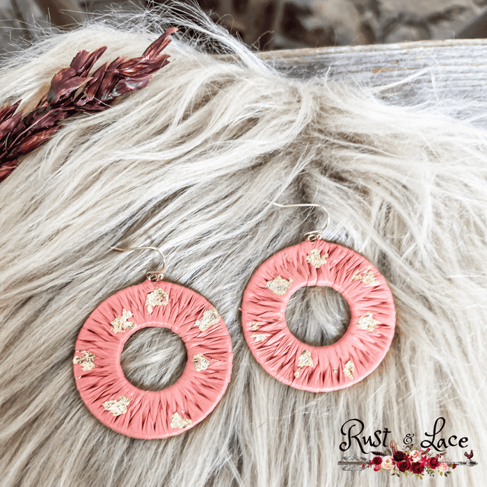 Peach Gold Fleck Earrings