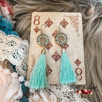 Blue Fringe Beaded Earrings