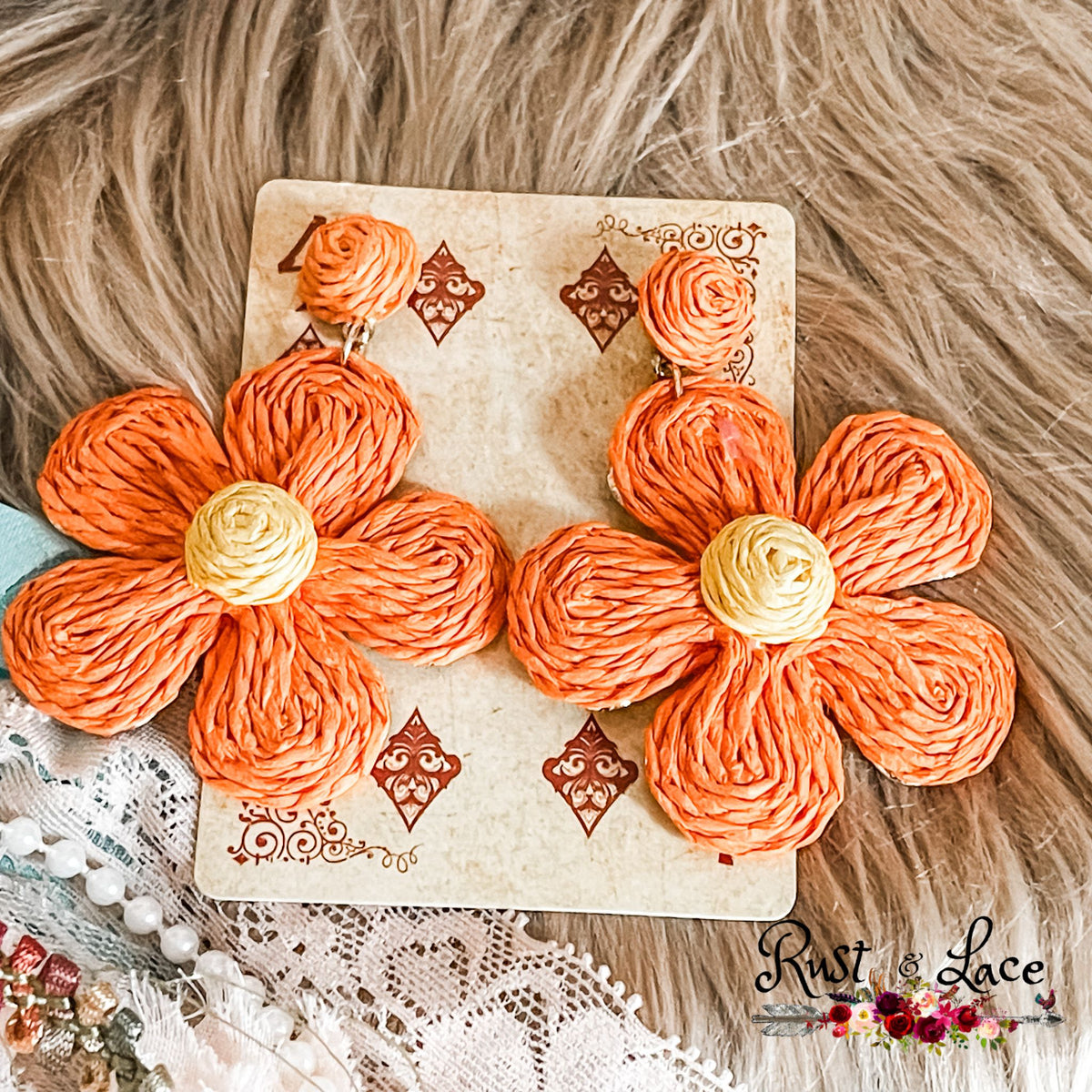 Orange Spring Daisy Earrings