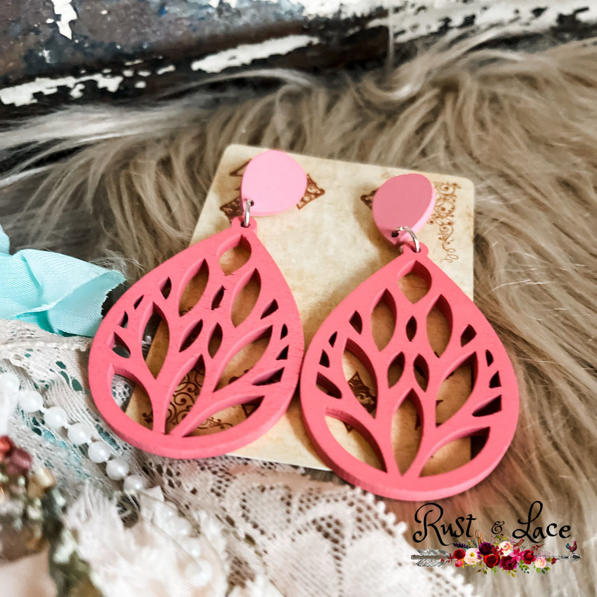 Hot Pink Teardrop Earrings