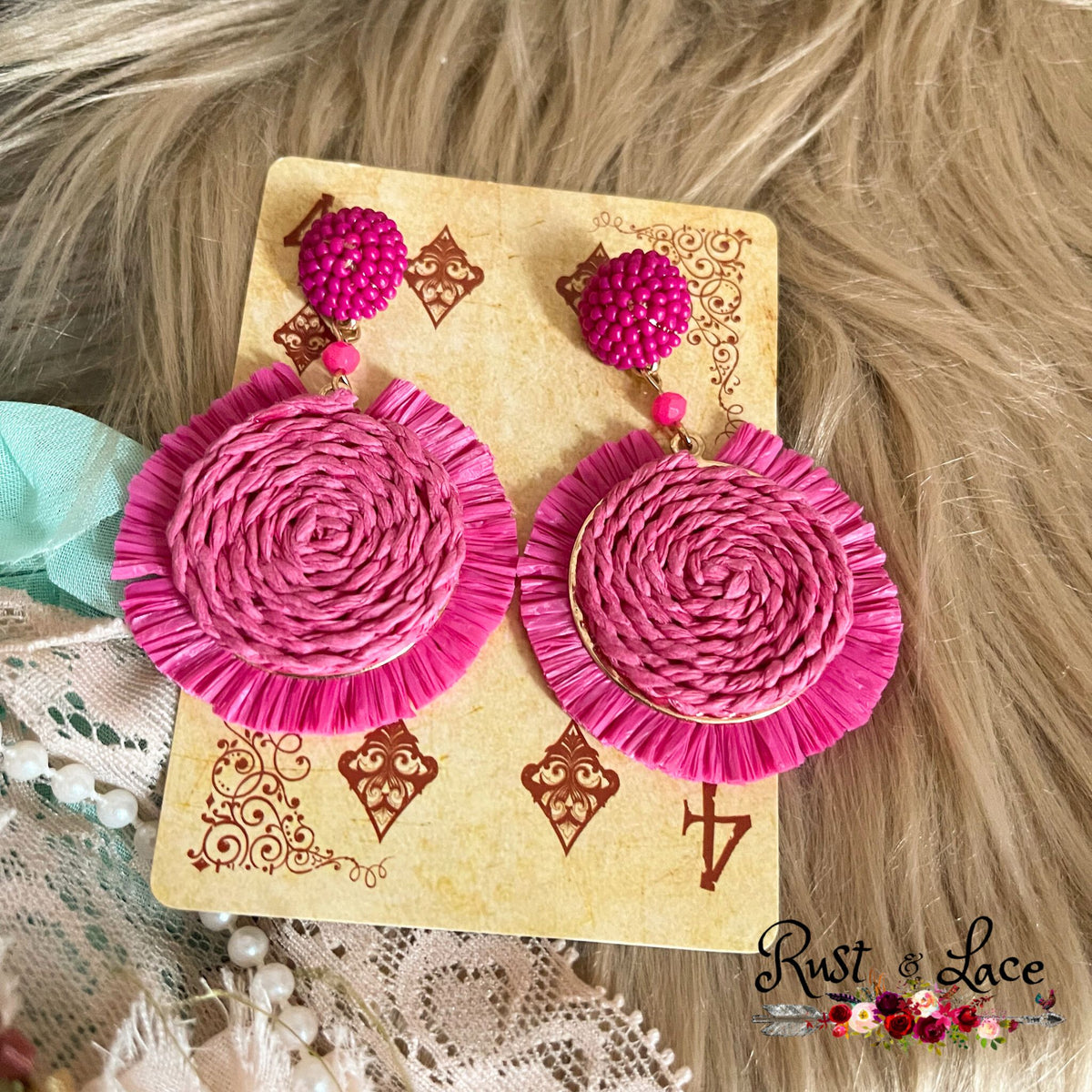 Hot Pink Rafetta Earrings