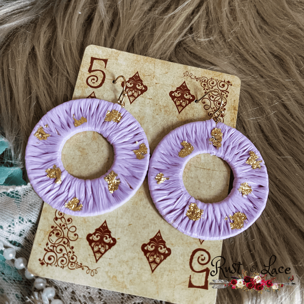 Purple Gold Fleck Earrings