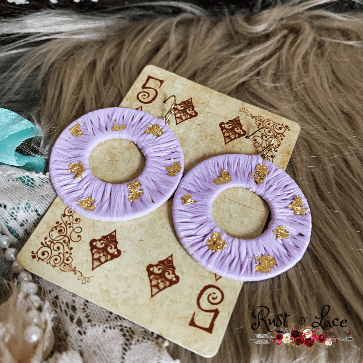 Purple Gold Fleck Earrings