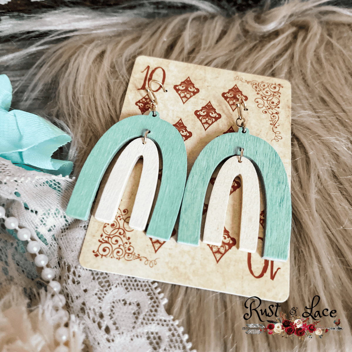 Wooden Rainbow Earrings 