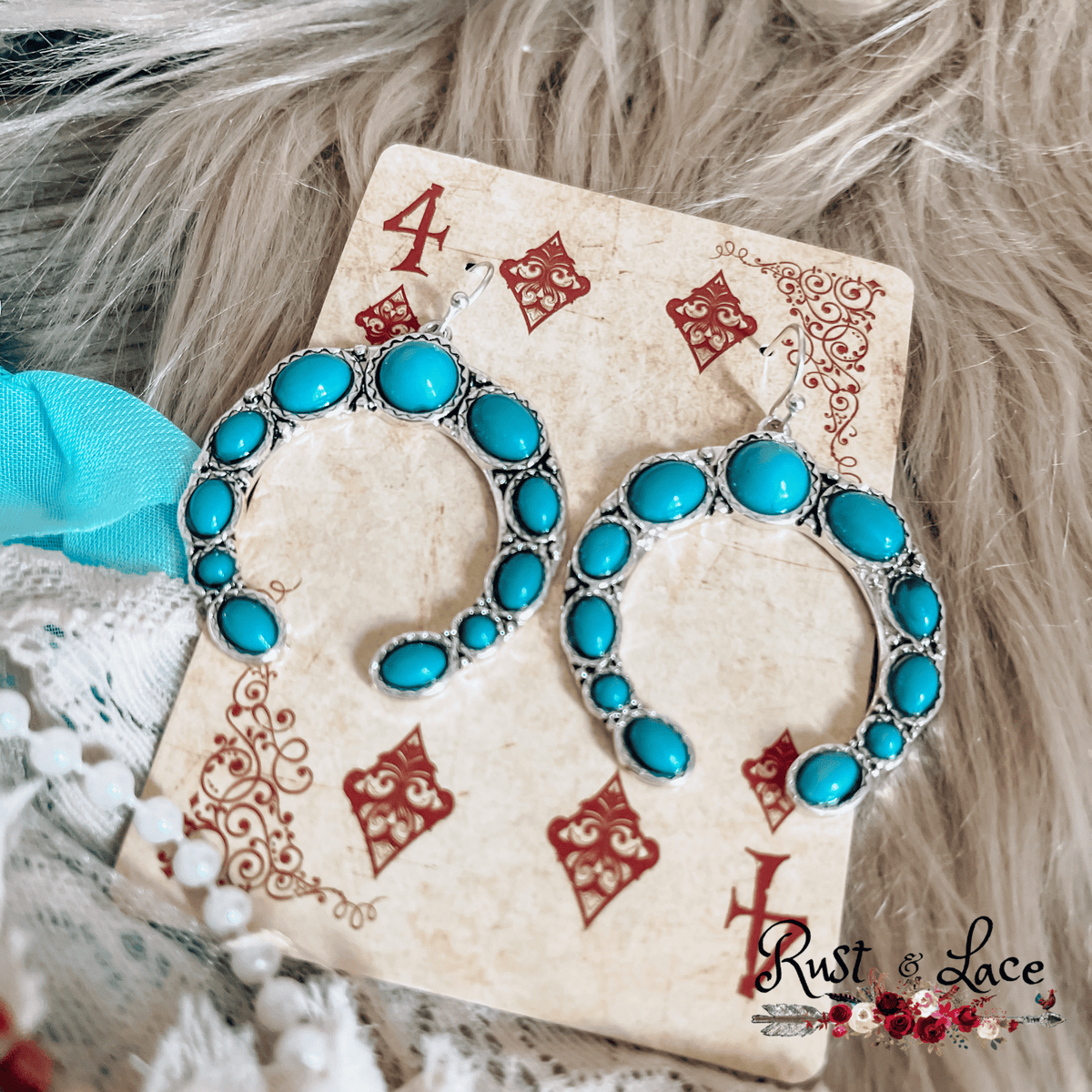 Squash Blossom Turquoise Earrings