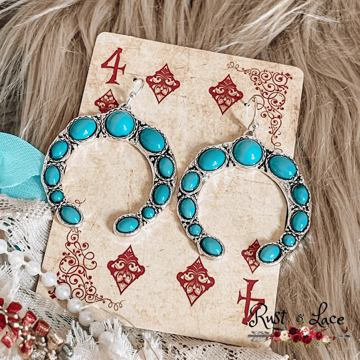 Squash Blossom Turquoise Earrings