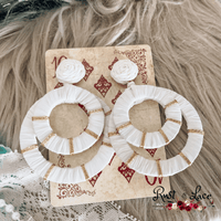 White Hoop  Earrings