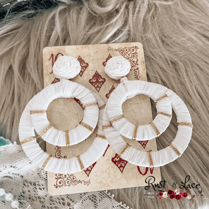 White Hoop  Earrings