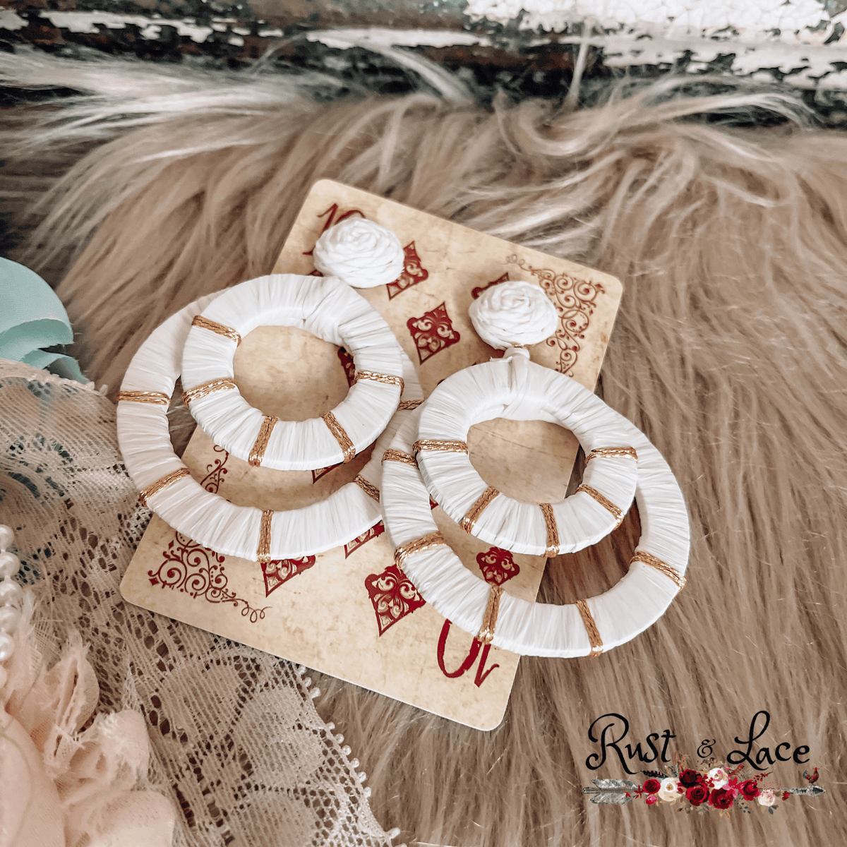 White Hoop  Earrings