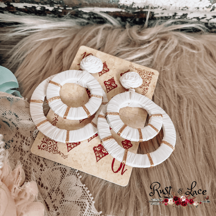 White Hoop  Earrings