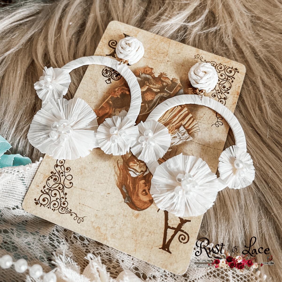 Daisy Ivory Raffia Earrings