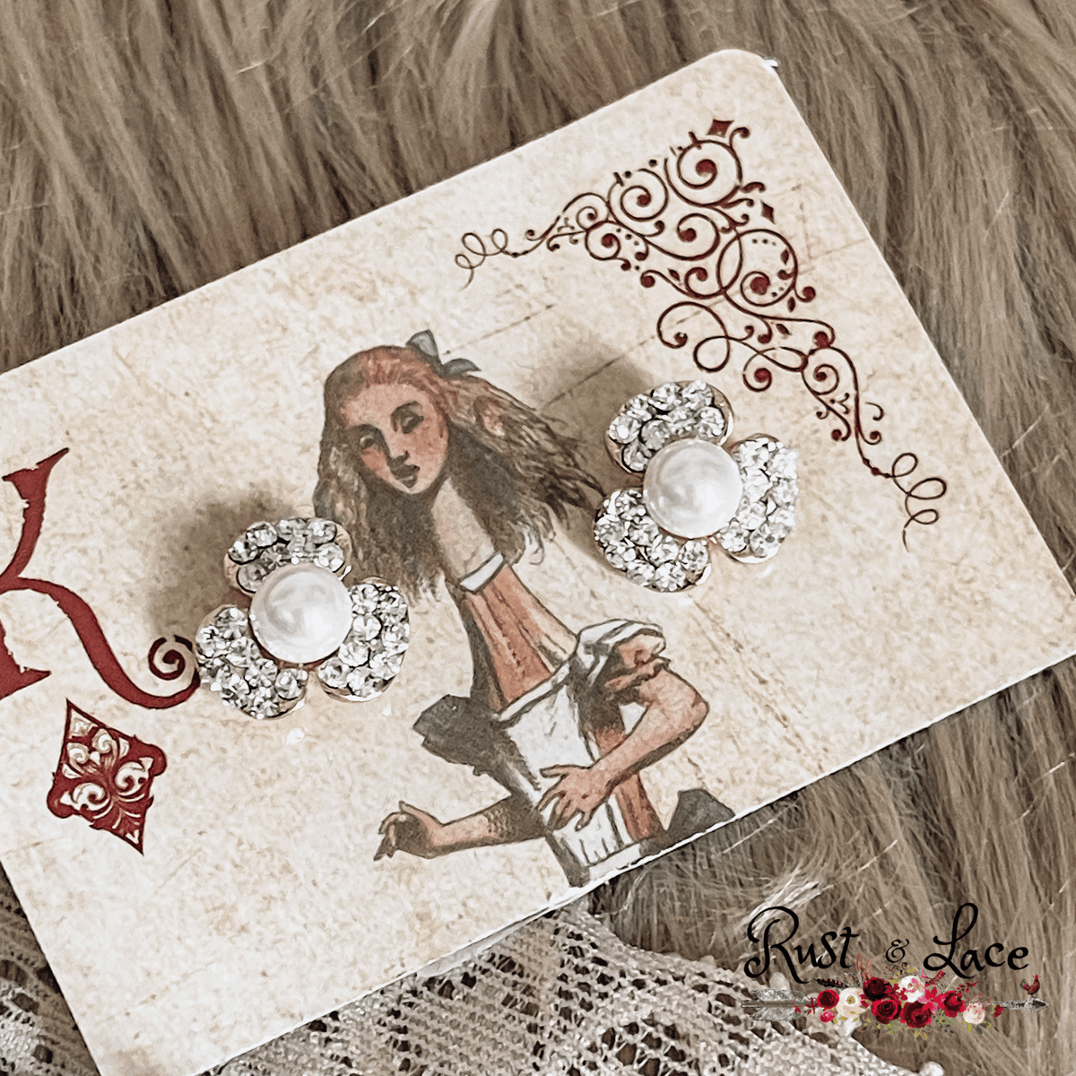 Rhinestone Pearl Stud Earrings 