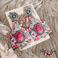 Cattle Tag Floral Earrings