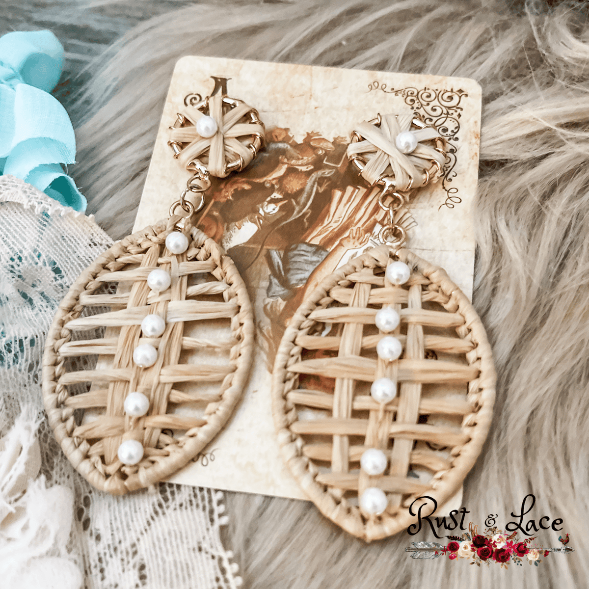 Pearl Straw Earrings