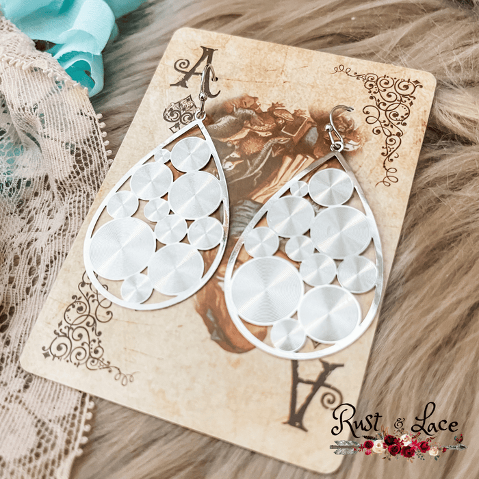 Silver Teardrop Swirl Earrings