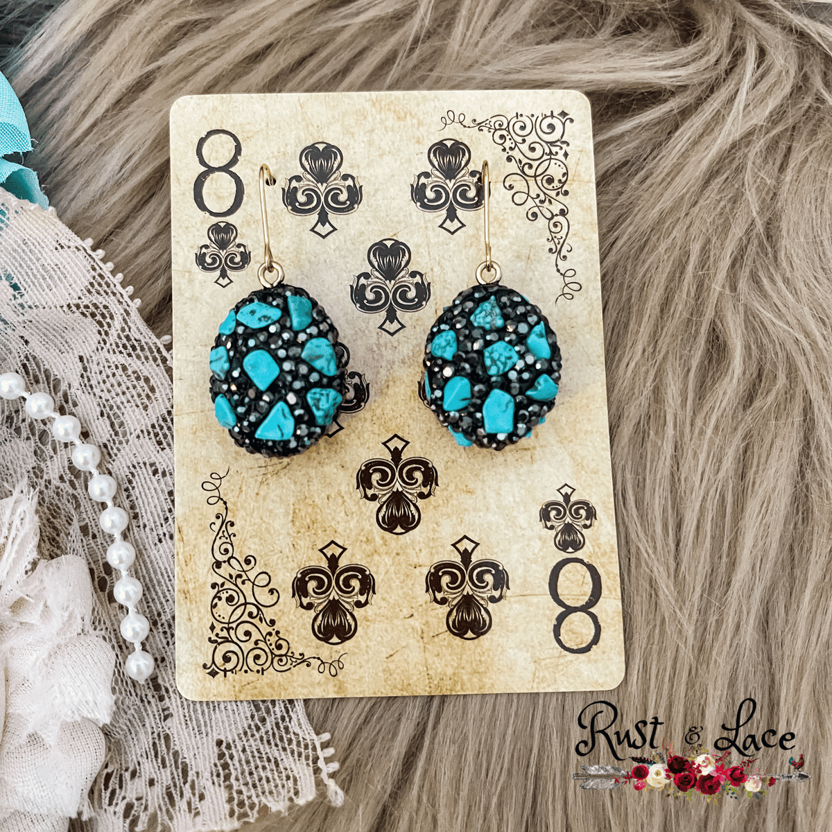 Chipped Turquoise Earrings, trendy boutique earrings