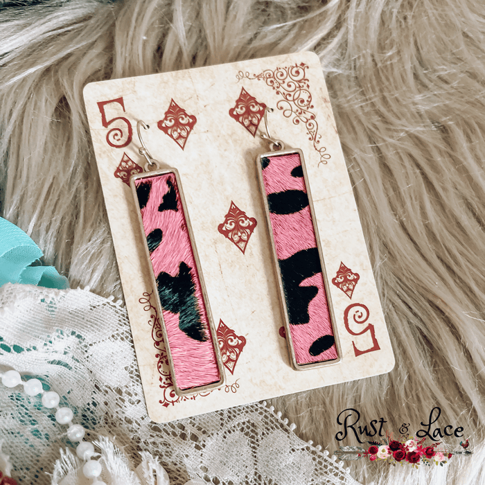 Pink Cow Print Earrings