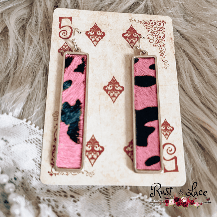 Pink Cow Print Earrings