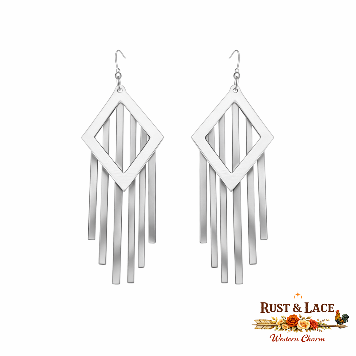 Silver Diamond Cascade Earrings