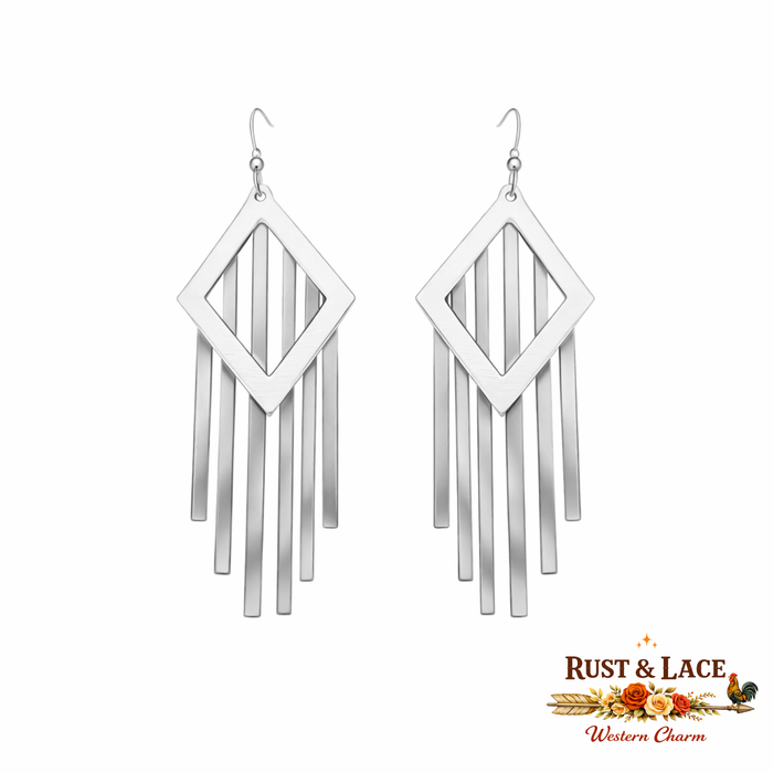 Silver Diamond Cascade Earrings