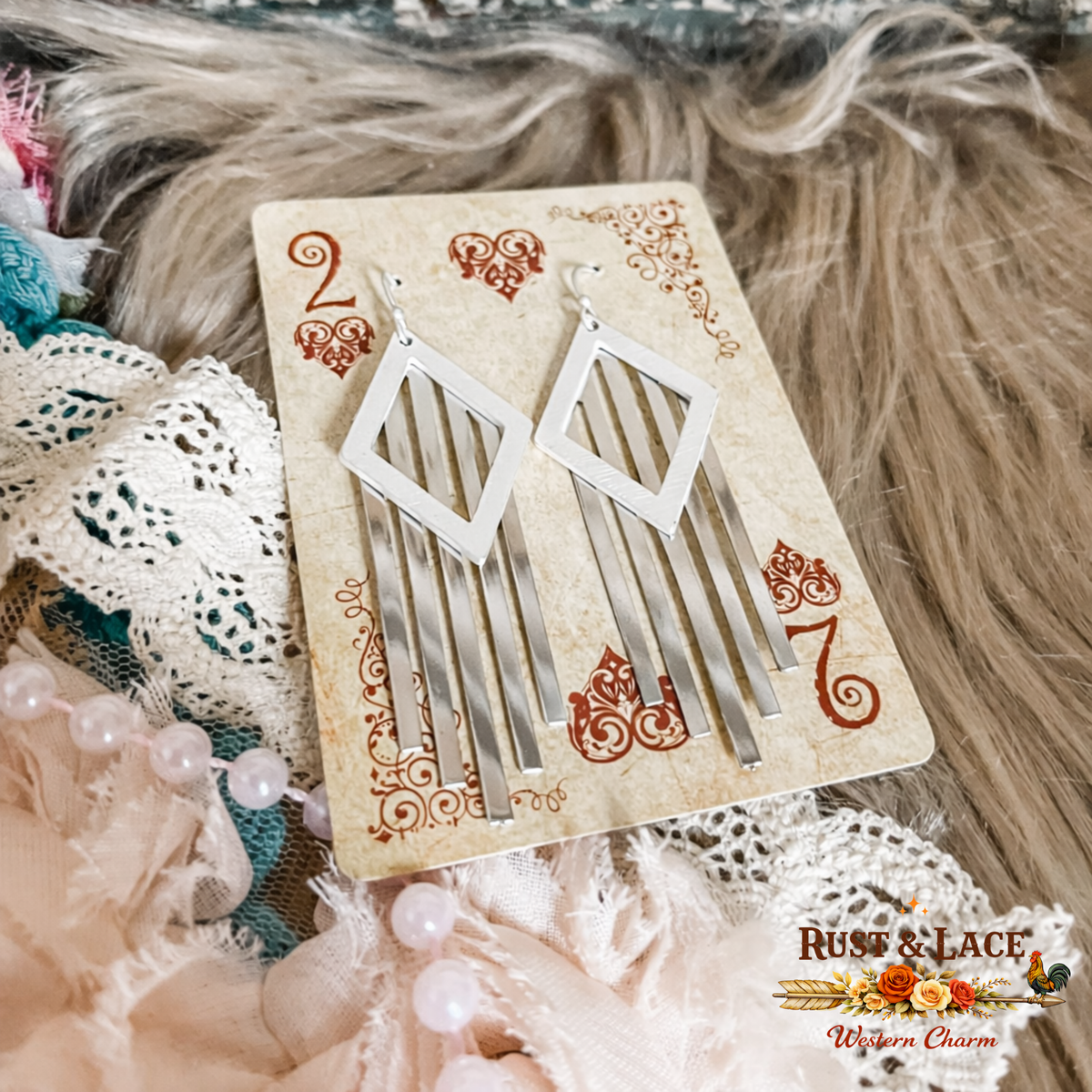 Silver Diamond Cascade Earrings