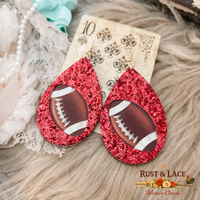 Red Glitter Football Earrings