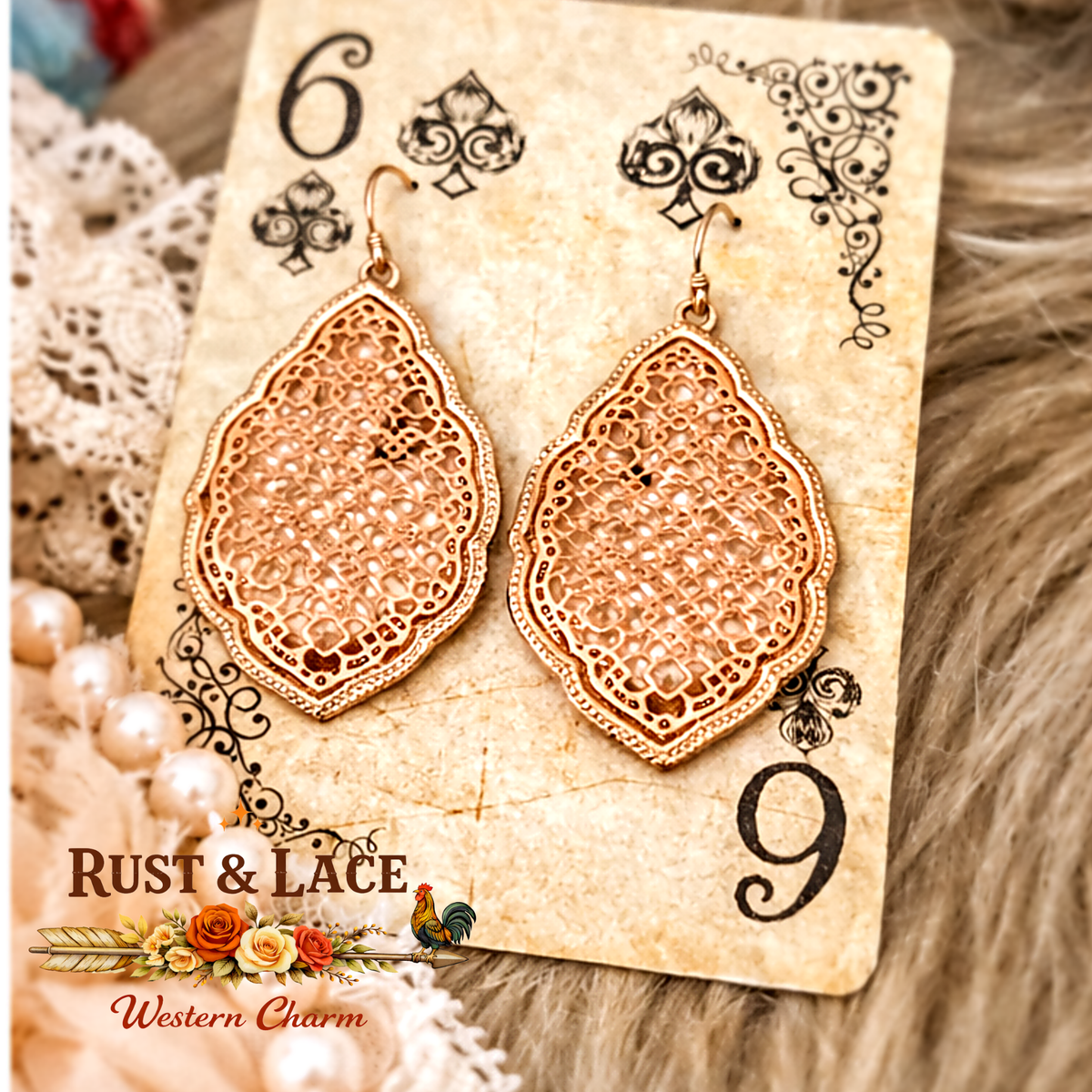 Rose Gold Filigree Earrings