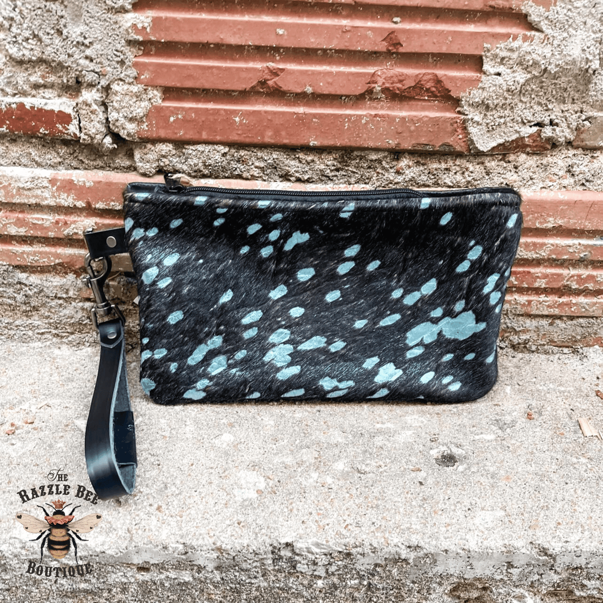 Turquoise Foil Wristlet