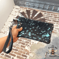 Turquoise Foil Wristlet