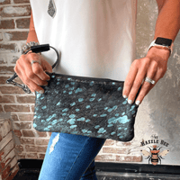 Turquoise Foil Wristlet