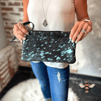 Turquoise Foil Wristlet