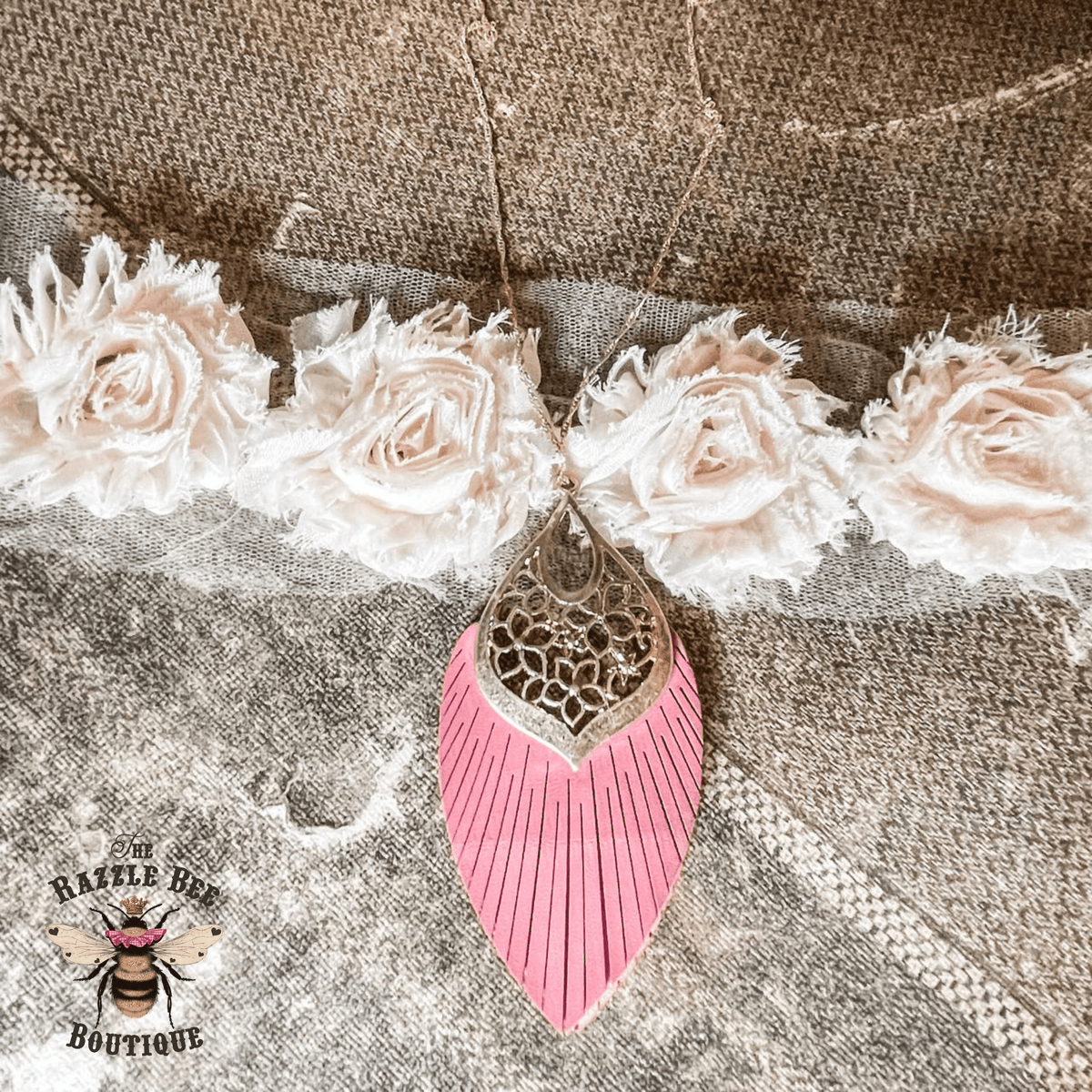 Teardrop Leather Fringe Necklace