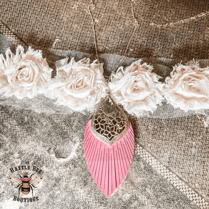 Teardrop Leather Fringe Necklace