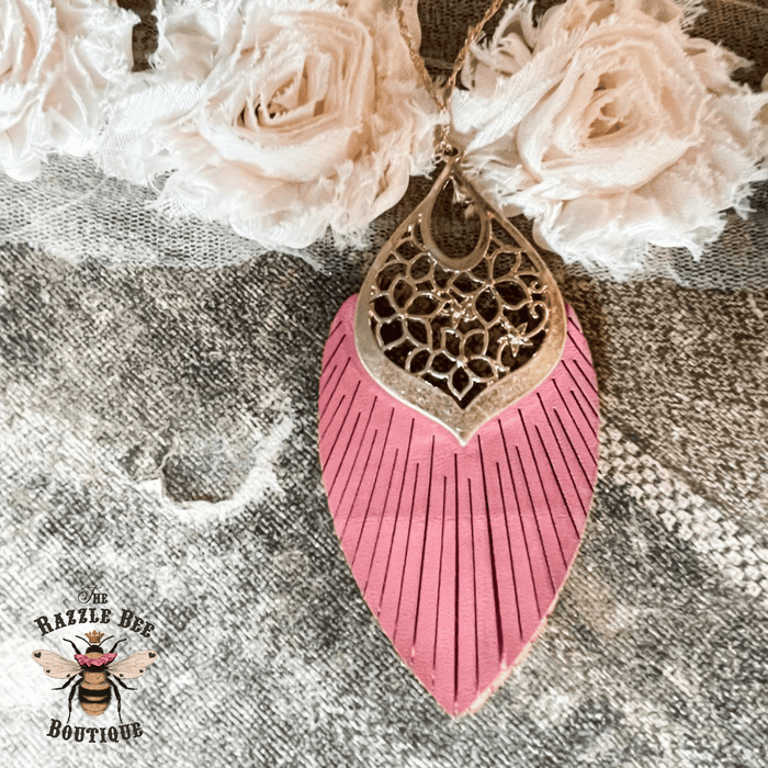 Teardrop Leather Fringe Necklace