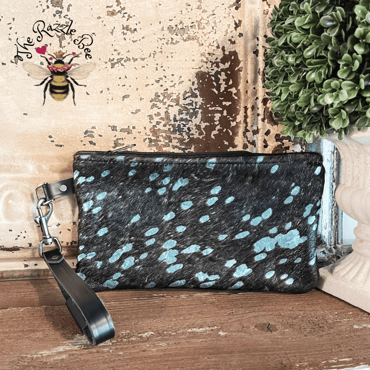 Turquoise Foil Wristlet